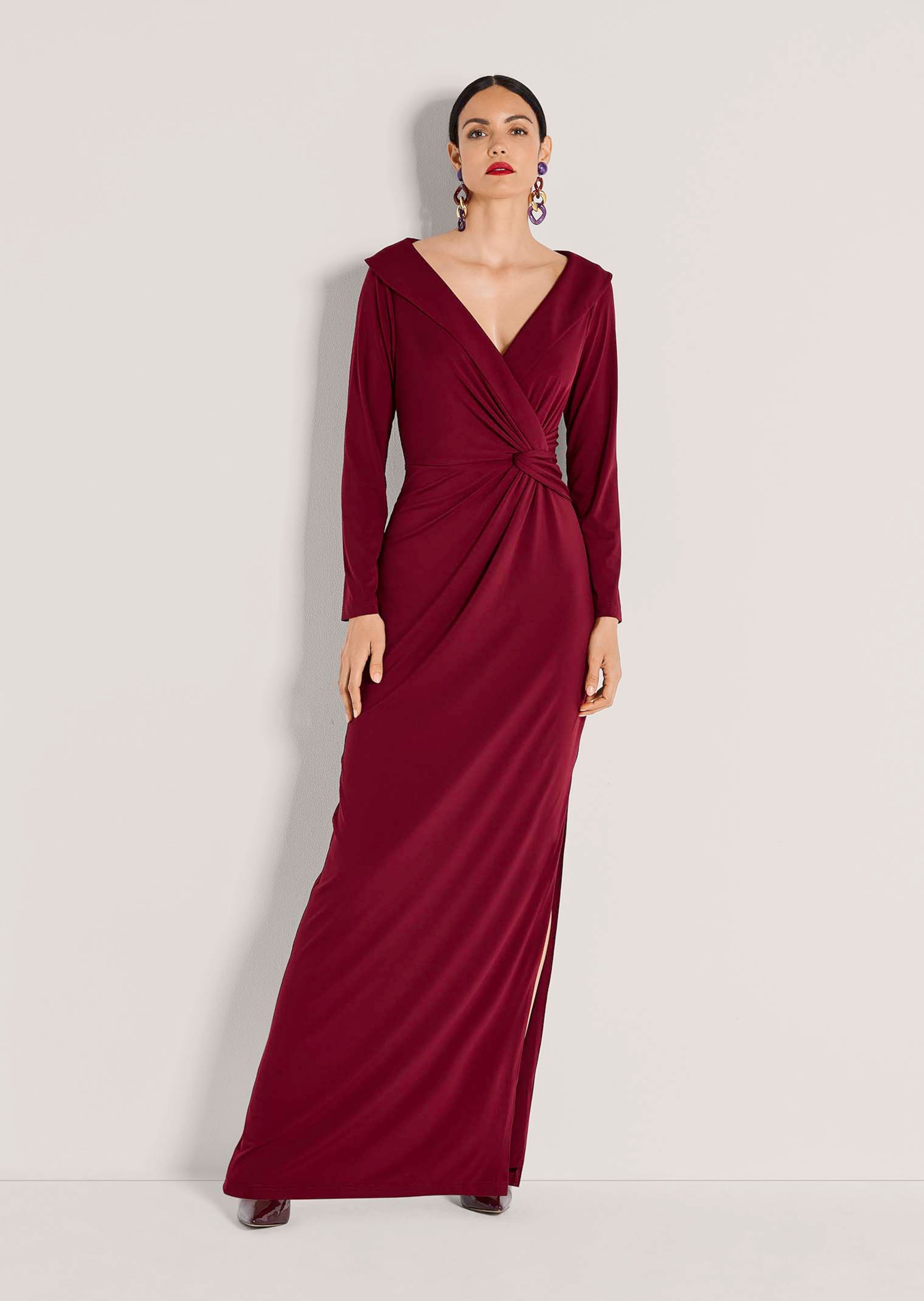 strapless open back dress Red Bare shoulder Crepe maxi dress – shopaleena main image 1