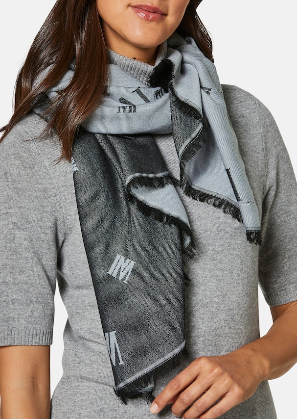 Elegant logo scarf with virgin wool and silk 1
