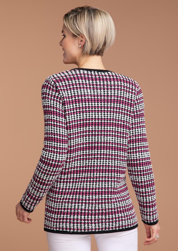 Elegante tricot blazer in fijne, contrasterende tricot 2