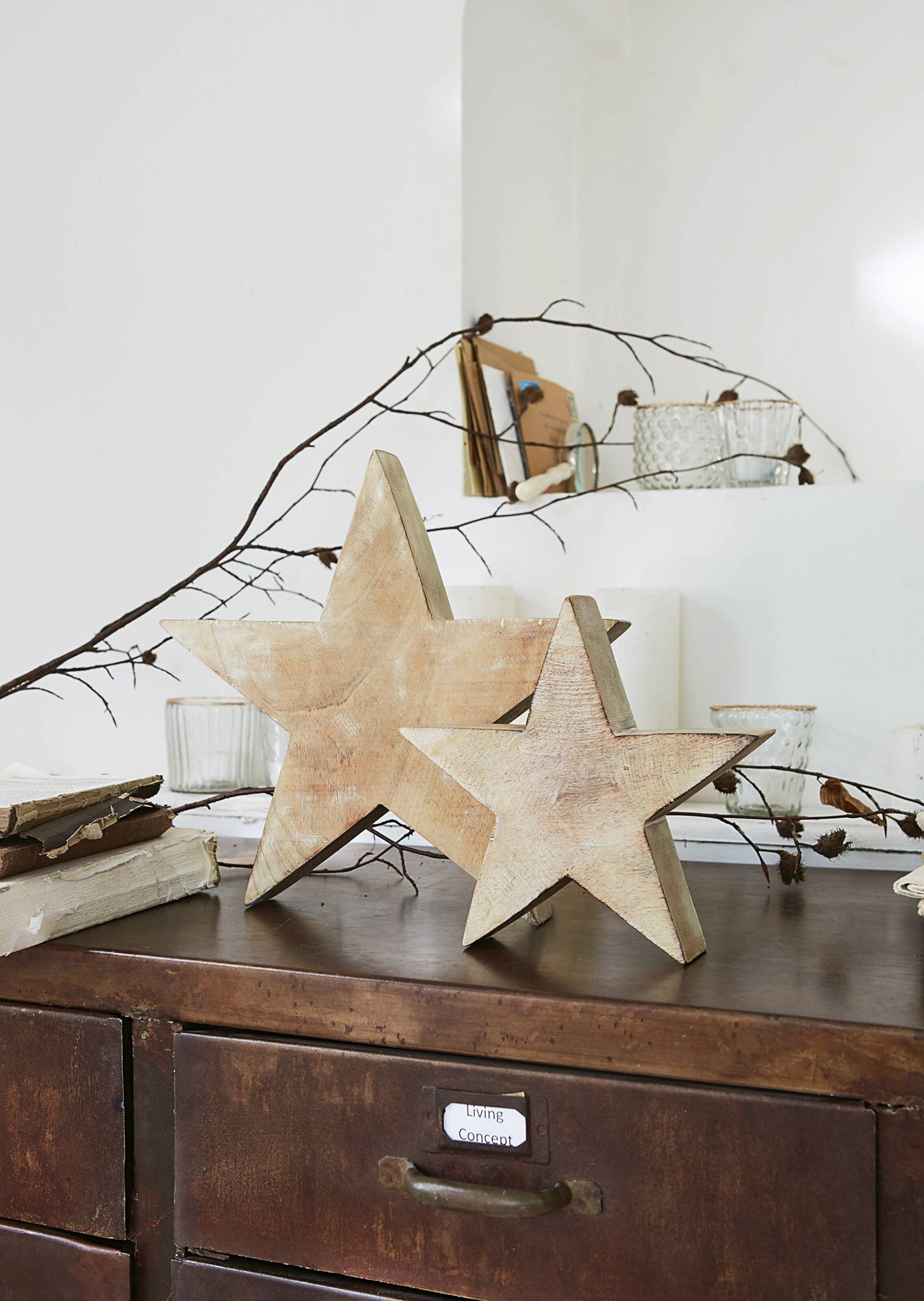 Lot de 2 étoiles - crème / taupe - Gr. 0 de Goldner Fashion