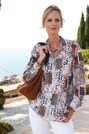 Modische Druckbluse mit Hemdblusenkragen thumbnail 1