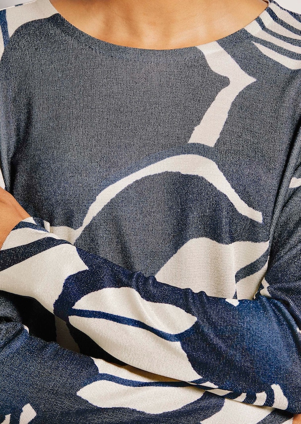 Kurzer Rundhals-Pullover mit Unikat-Print 4
