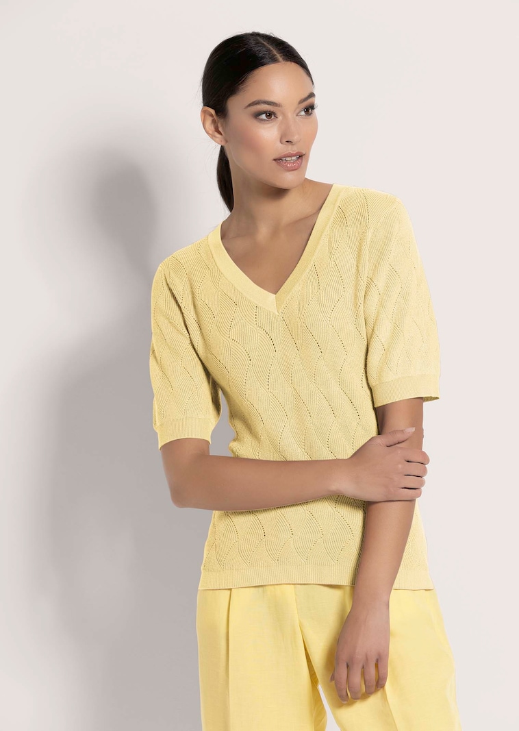 Rundhals-Pullover mit Kurzarm