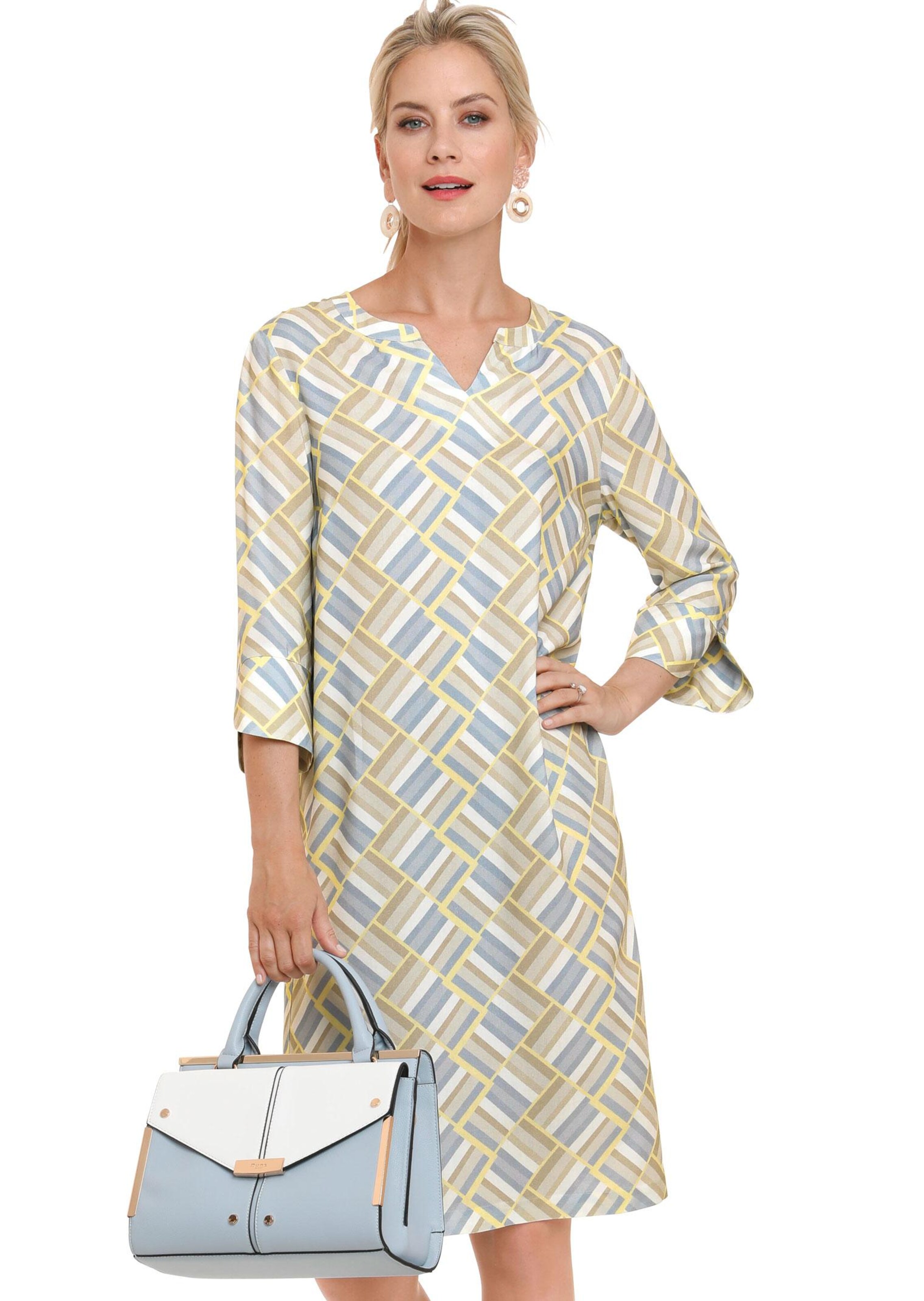 Elegantes Etuikleid mit raffiniertem Druck