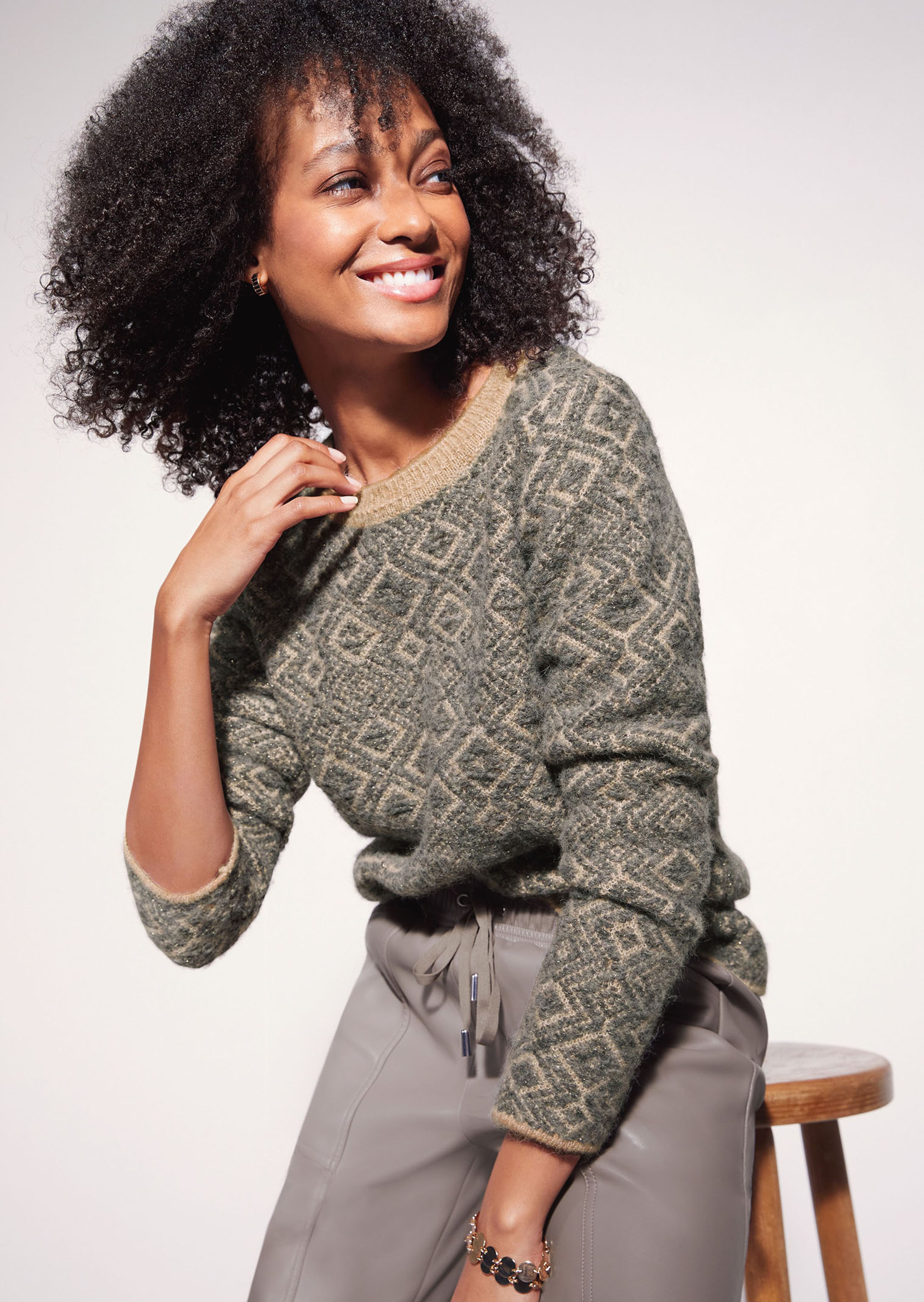 Jacquard-Pullover mit Effektgarn