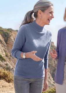 Fijn gebreide tricot pullover met opstaande kraag thumbnail 7