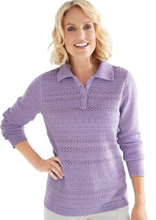 Pullover met mooi ajourpatroon en kraag thumbnail 1