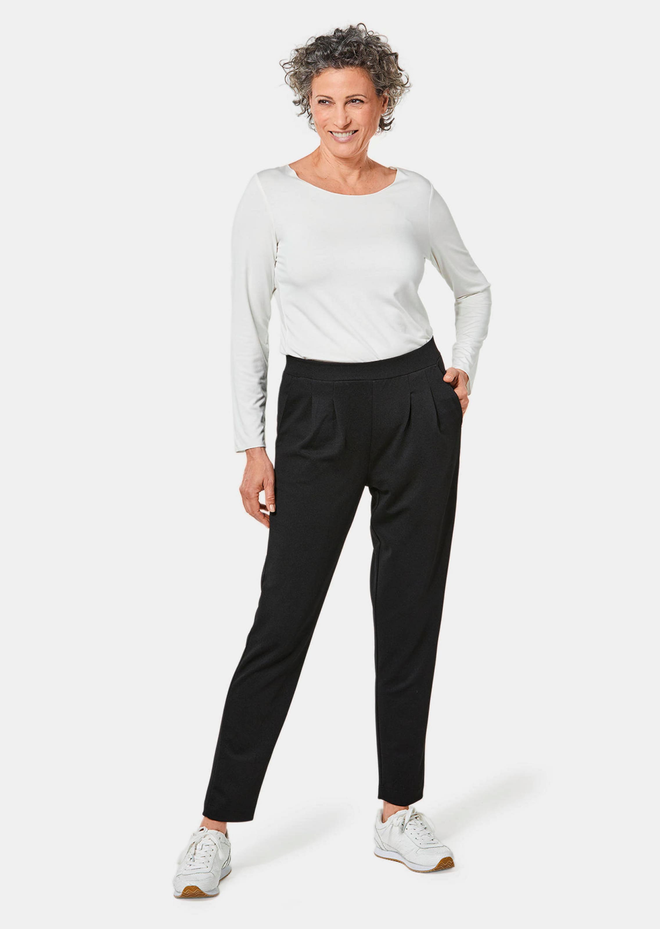 Pantalon quasi infroissable LOUISA en belle matière extensible - noir - Gr. 46 de Goldner Fashion