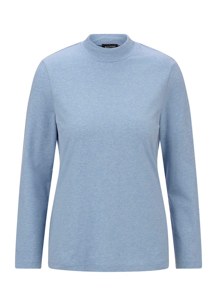 Langarmshirt mit Stehkragen aus Baumwolle