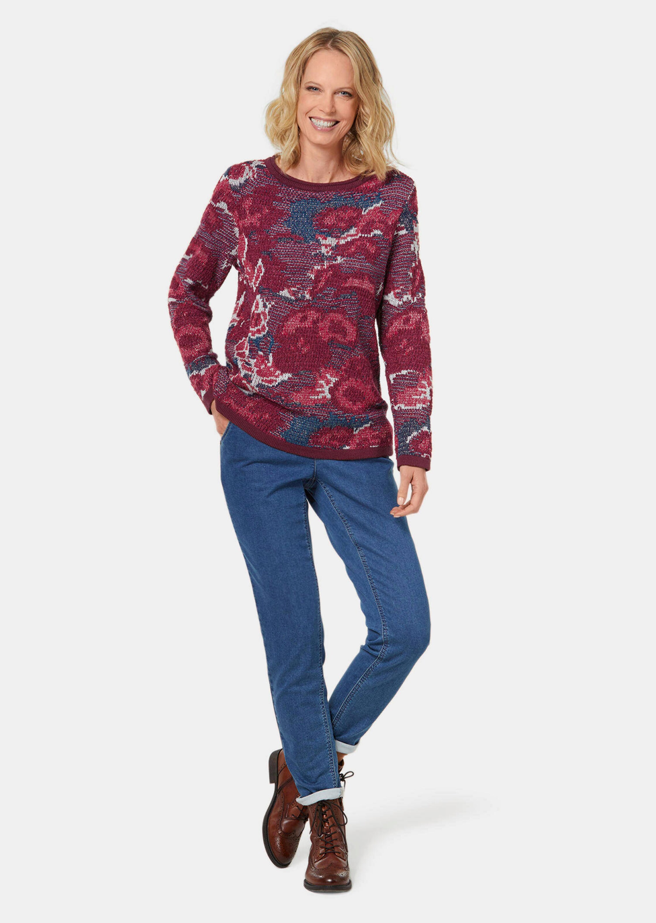 Pull à motif en tricot - bordeaux / à motifs - Gr. 20 de Goldner Fashion
