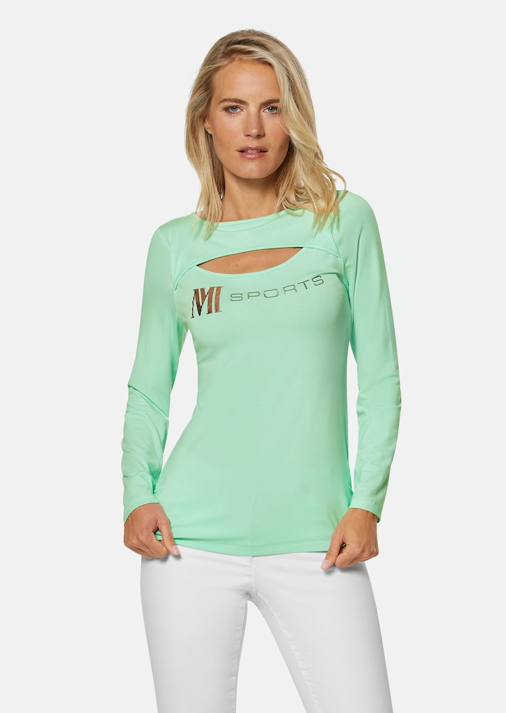 Yoga shirt with cut-out and logo foil print