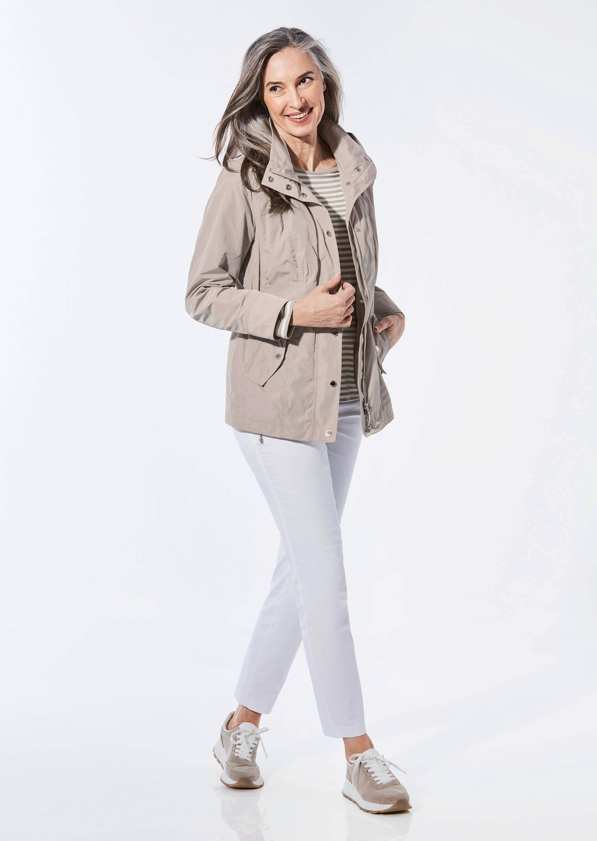 Veste mi-saison avec doublure et passant tunnel - taupe - Gr. 26 de Goldner Fashion