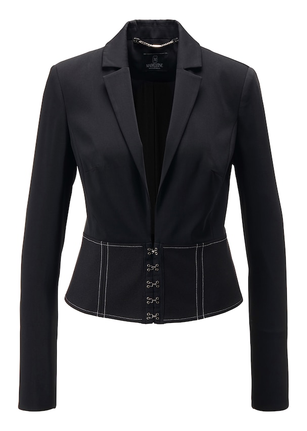 Slim-fit short blazer with elegant waist corsage