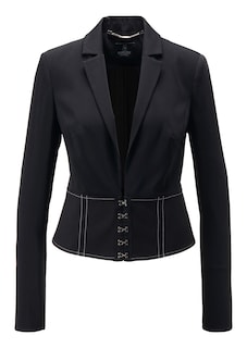 Slim-fit short blazer with elegant waist corsage thumbnail 1
