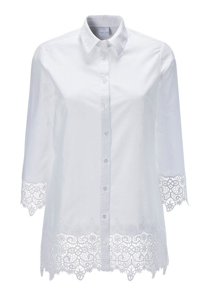 Cotton blouse with lace trims
