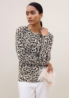 Kaschmirpullover mit Leopardenmuster thumbnail 1