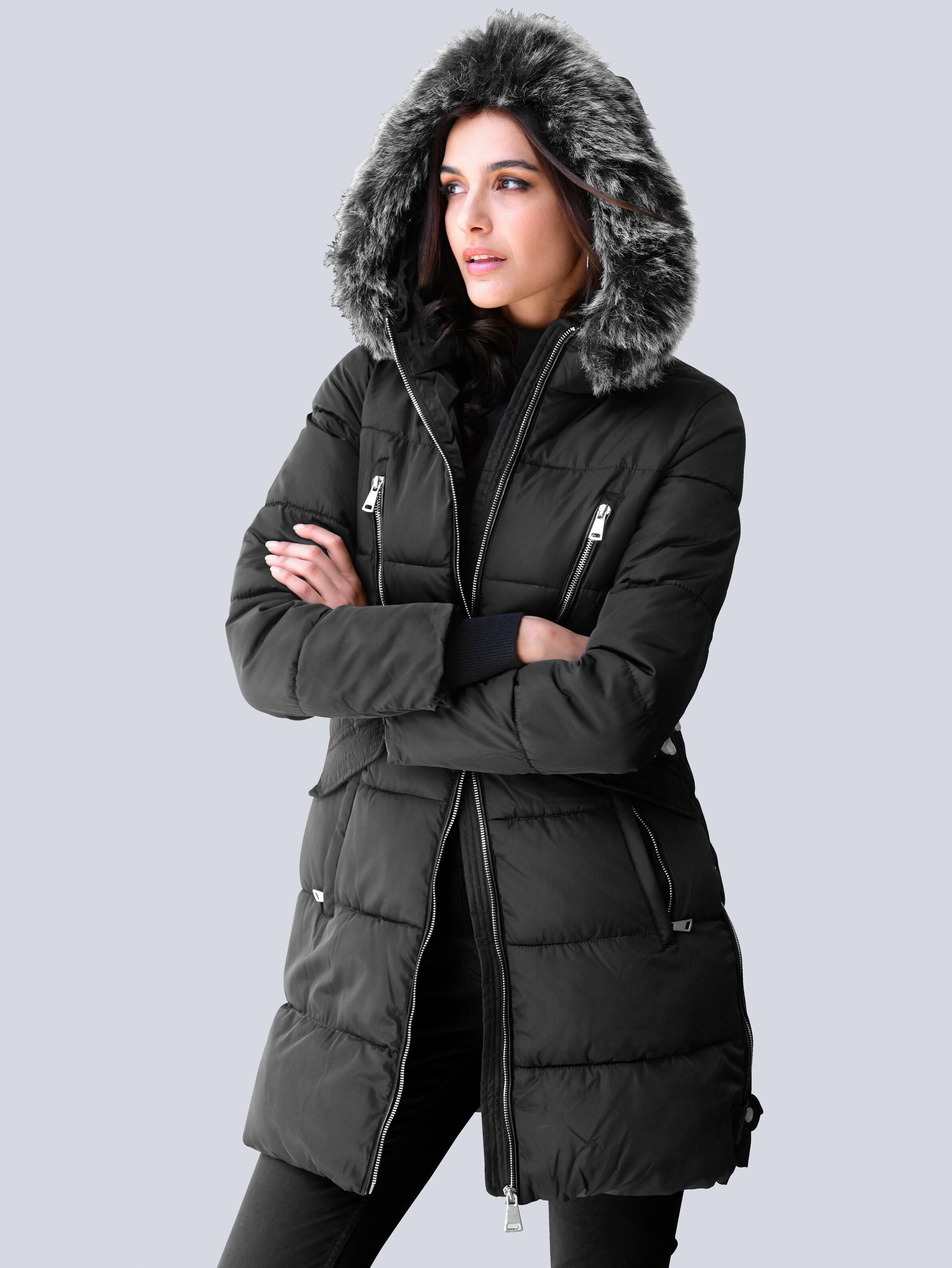 Jacke mit Kunstfell-Kragen 1