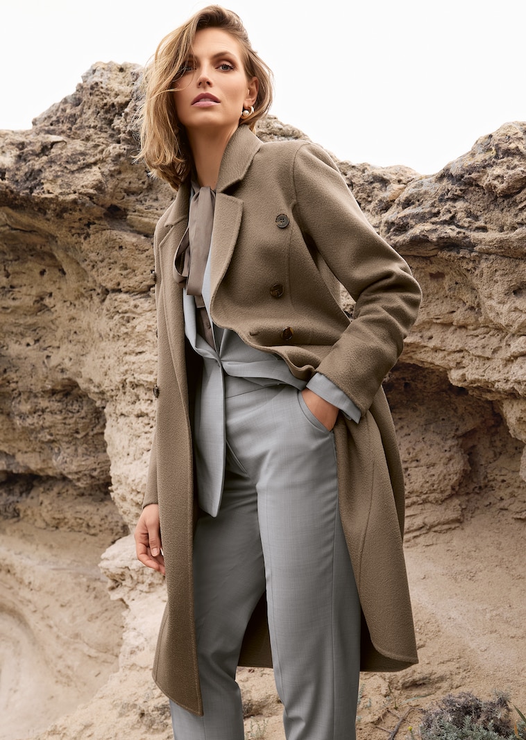 Zweireihiger Doubleface Wollmantel