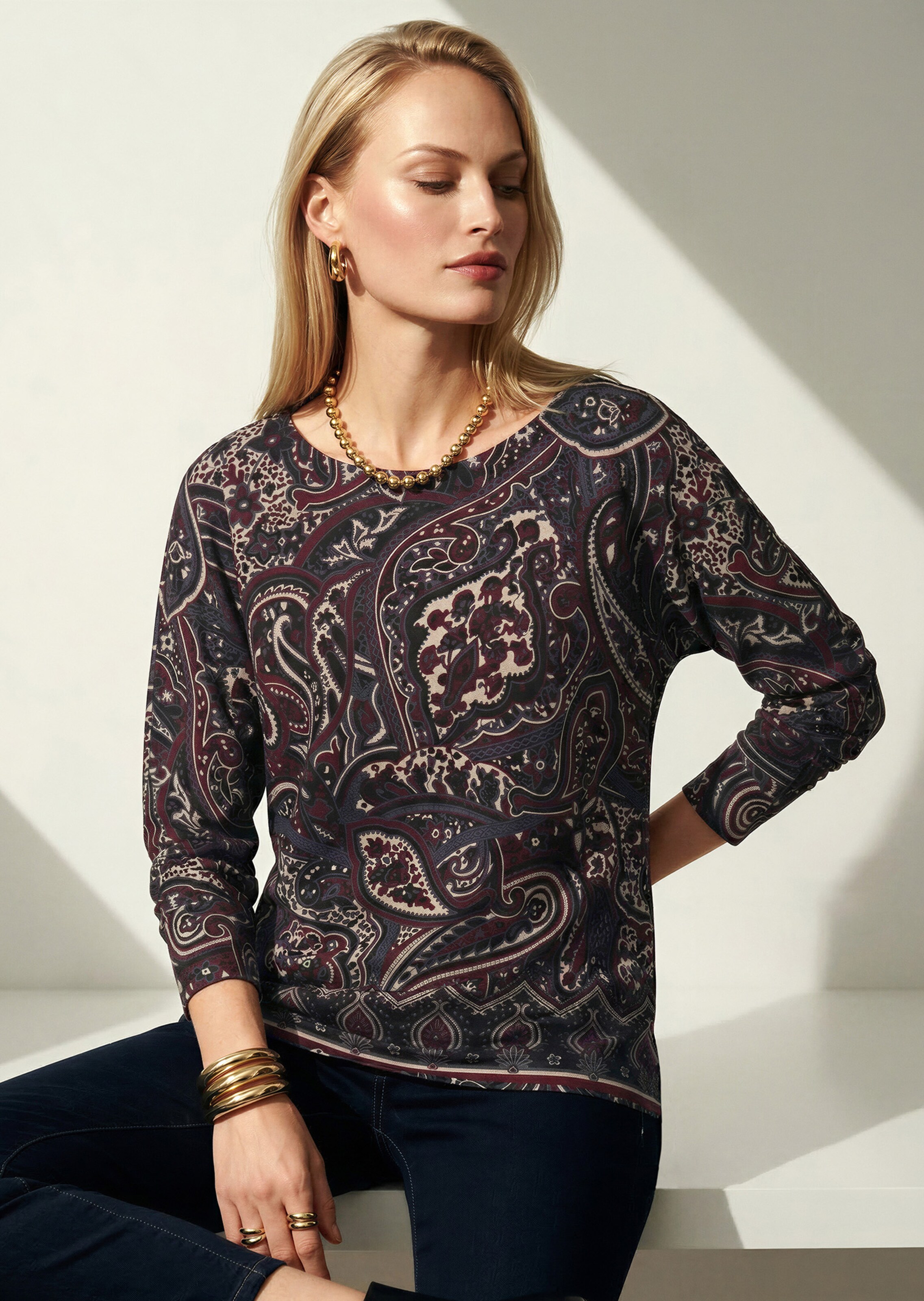 Sweatshirt mit Paisley-Print und Fledermausärmeln