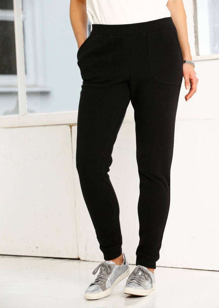 Bequeme Flausch-Freizeithose mit Bündchen