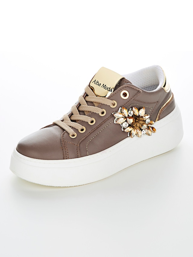 Plateausneaker mit funkelnden Ziersteinen