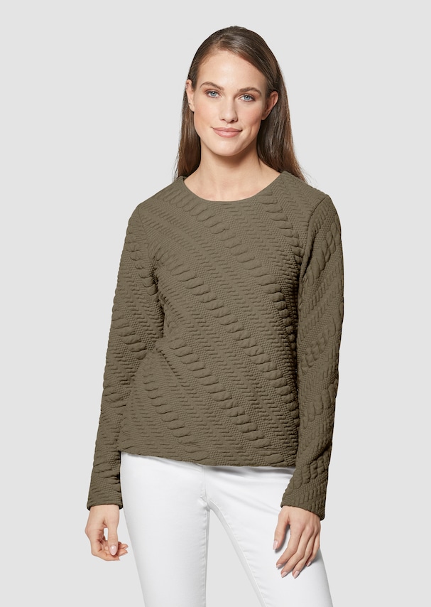 Sweatshirt en élégant jersey à texture en diagonale