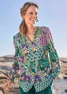 Druckbluse mit Patchmuster thumbnail 7