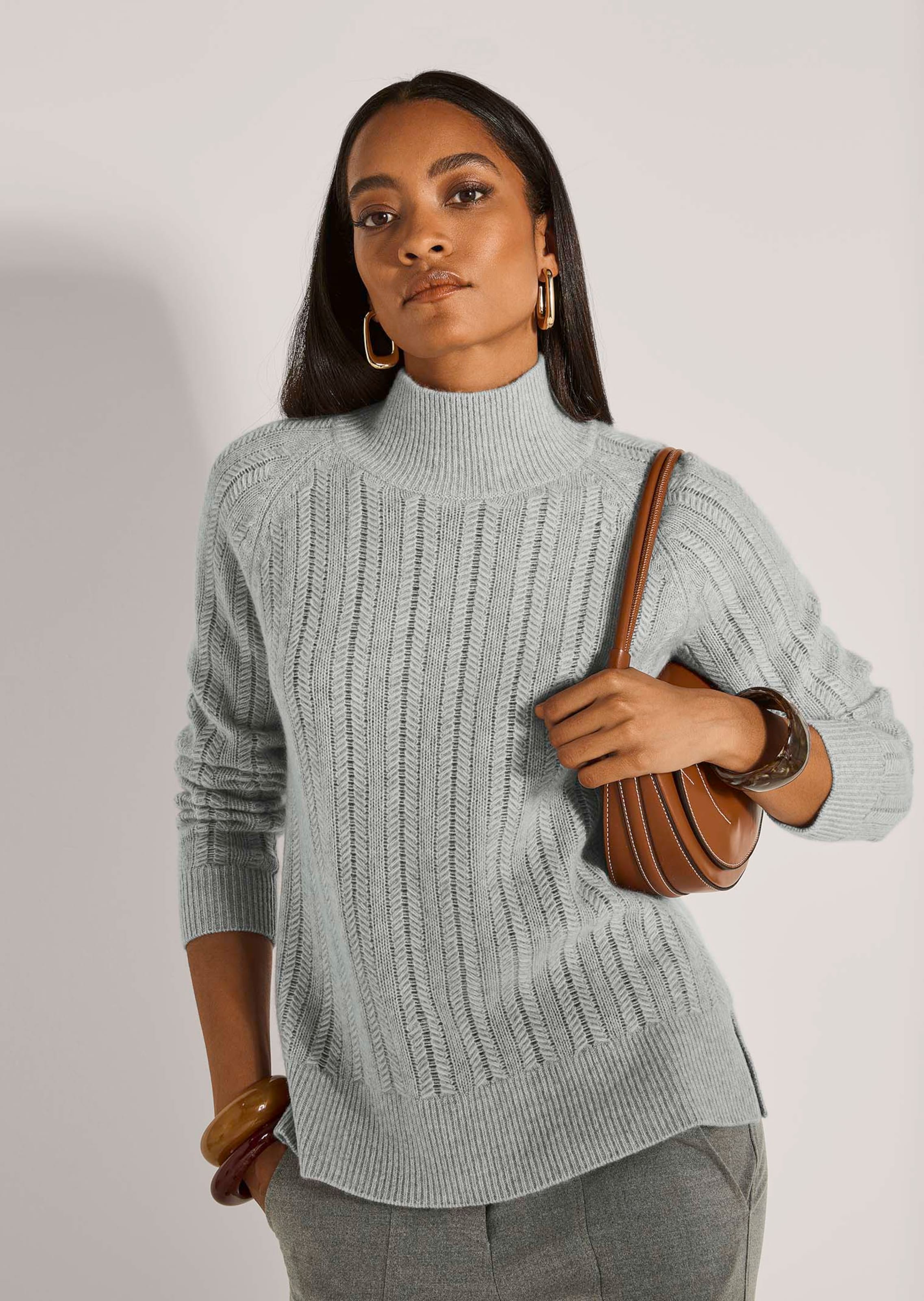 Cashmere jumper in silver grey / natural white / melange