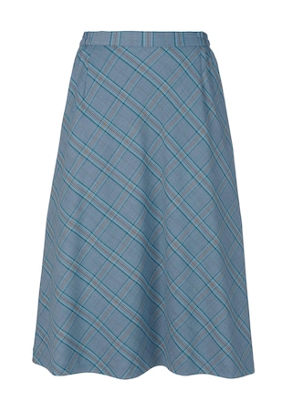 blauw / geruit Aangename geruite rok met deels elastische tailleband