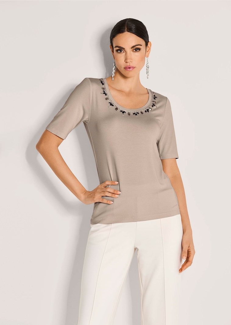 Halbarm-Shirt mit Zierstein-Deko