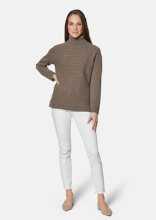 Turtleneck jumper with horizontal cable knit pattern thumbnail 2