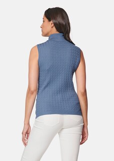 Ärmelloser Rollkragenpullover mit Zopfmuster thumbnail 3
