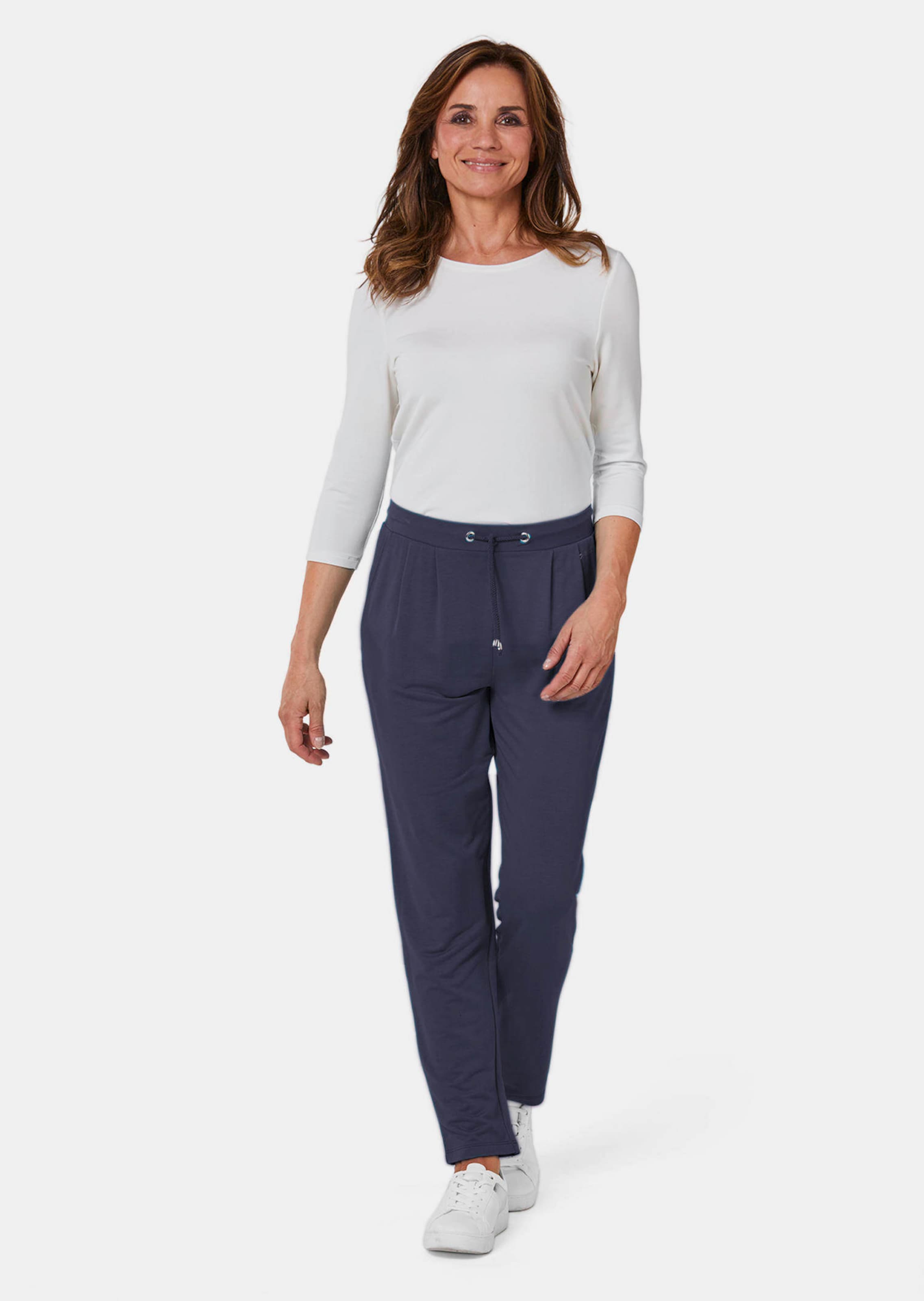 Confortable pantalon à taille élastique - marine - Gr. 50 de Goldner Fashion