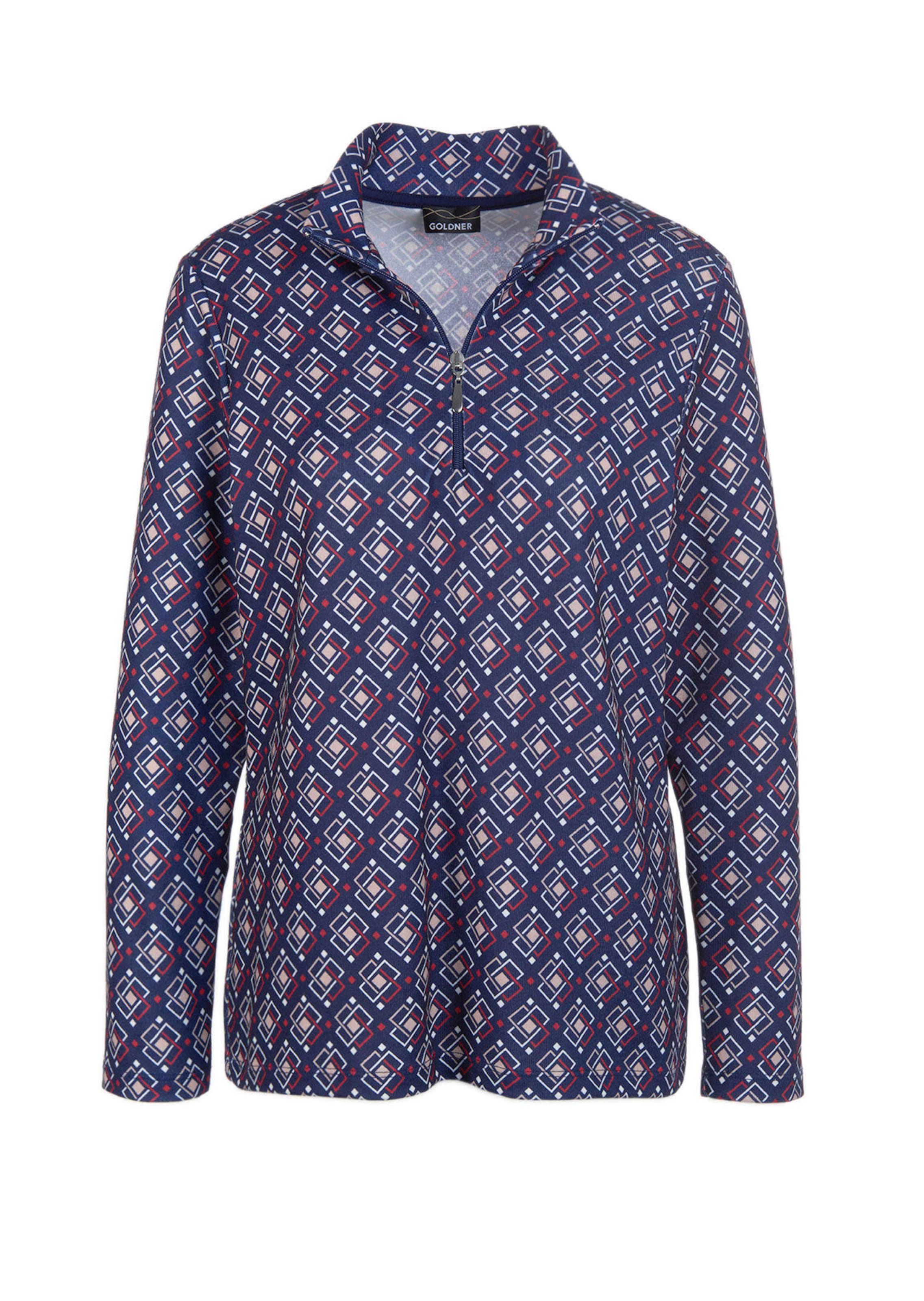 Pflegeleichtes Stehbundshirt mit hübschem Minimaldessin und Reißverschluss