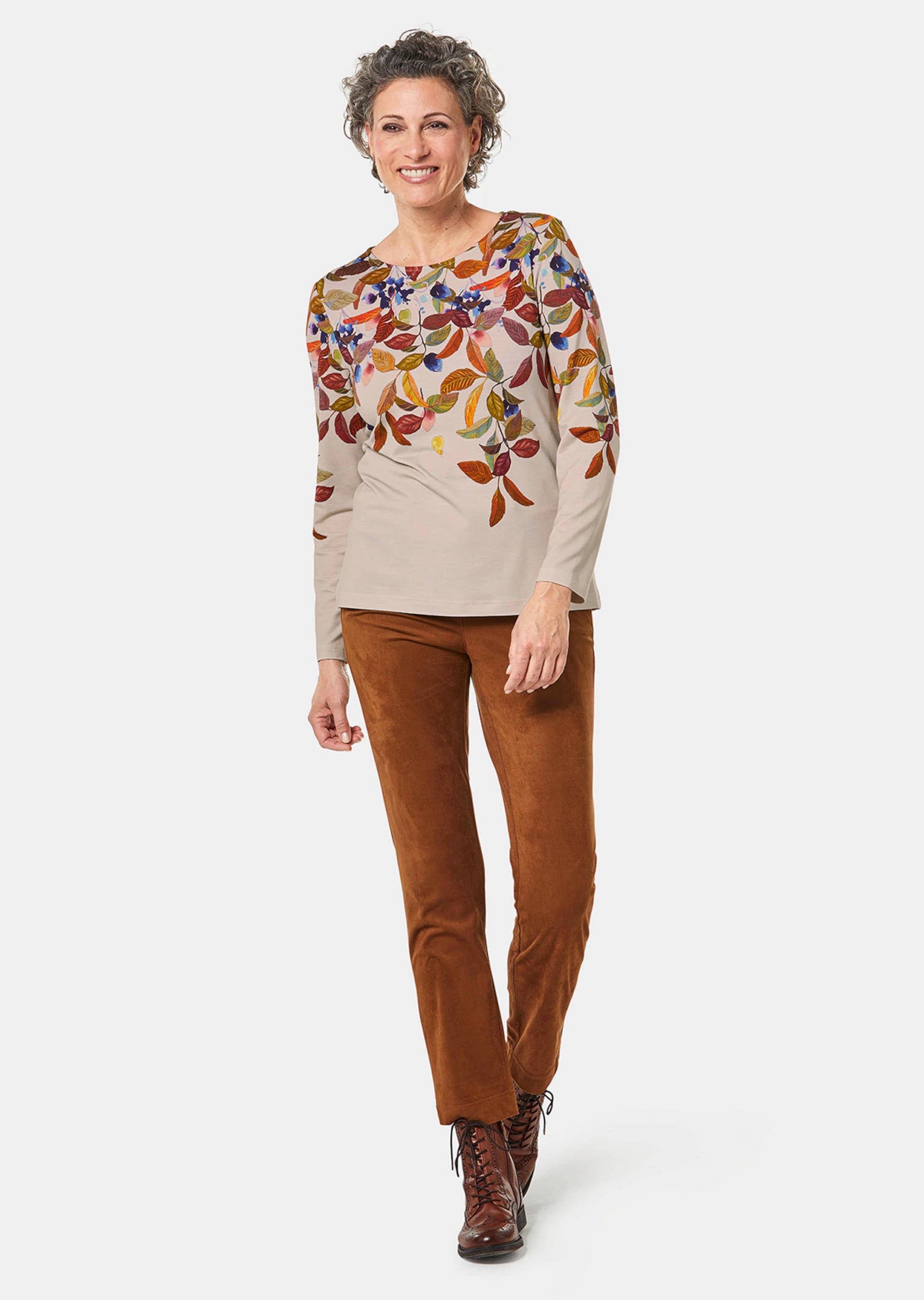 Elégant T-shirt avec motif à l'avant - beige / à motifs - Gr. 54 de Goldner Fashion