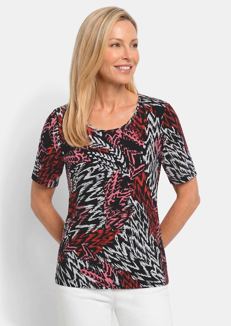 T-shirt en viscose avec un motif abstrait effet fourrure