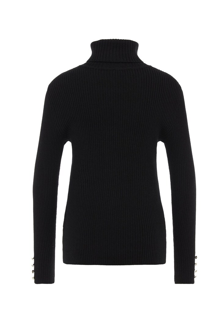 Eleganter Rollkragenpullover mit optischen Knöpfen