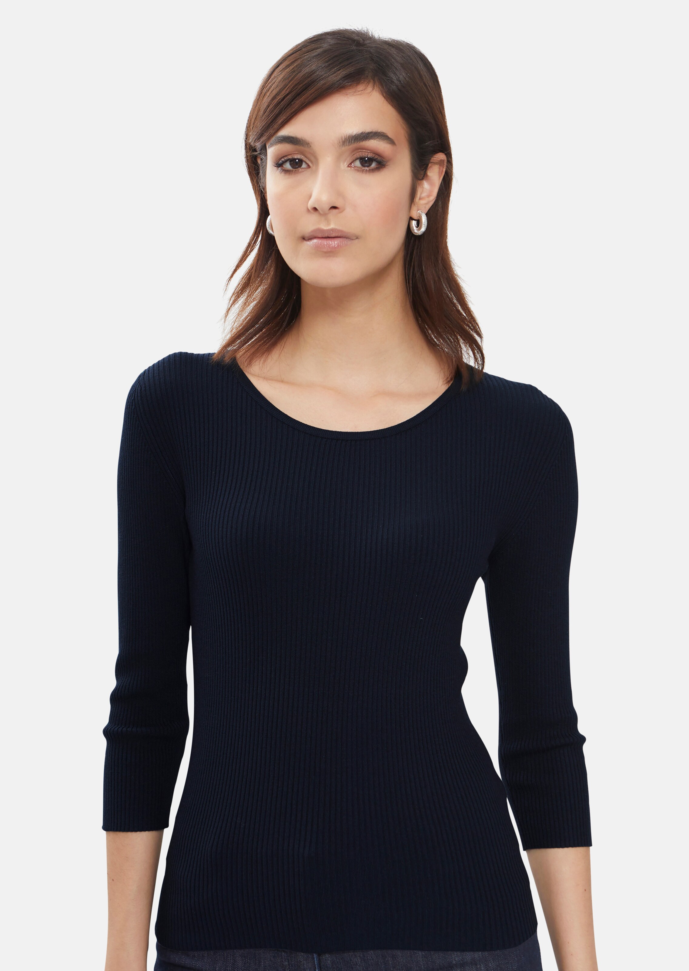 Rippenpullover mit 3/4-Ärmel