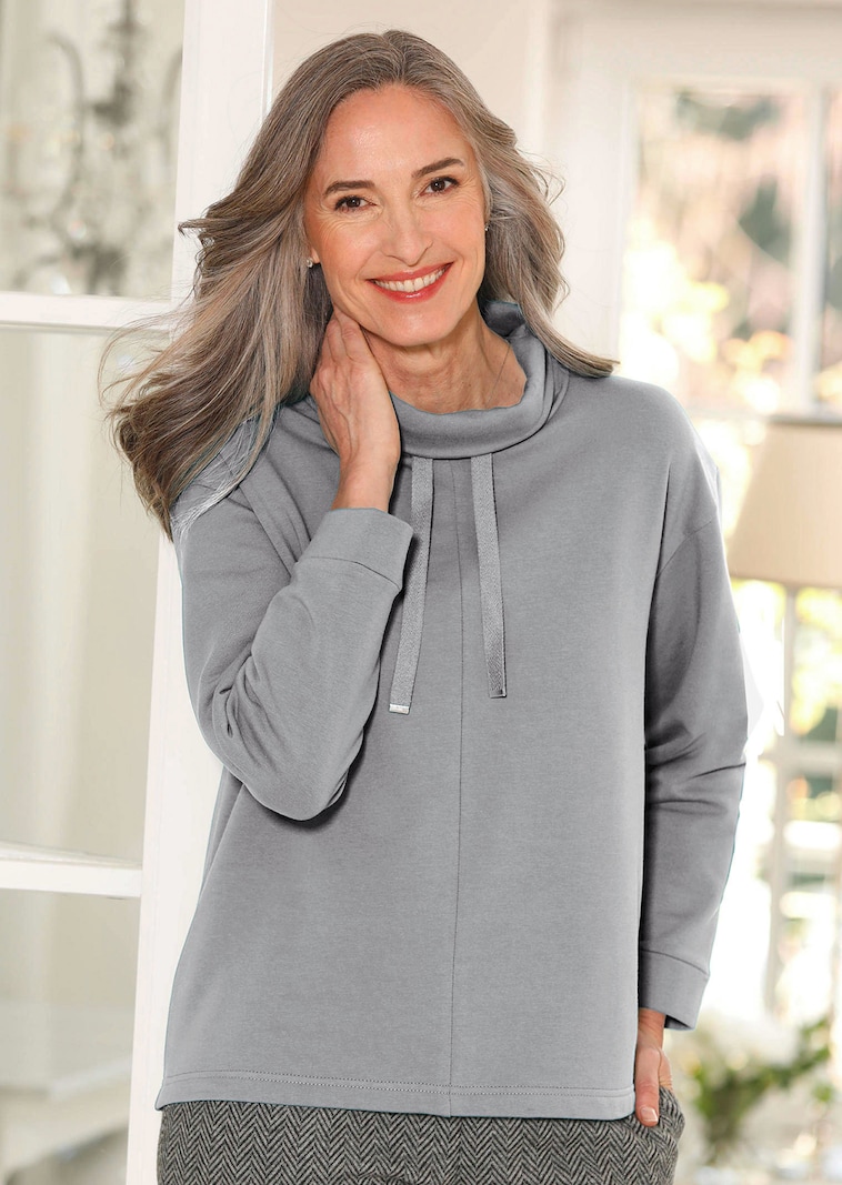 Sweatshirt mit halsfernen Kragen und Tunnelzug