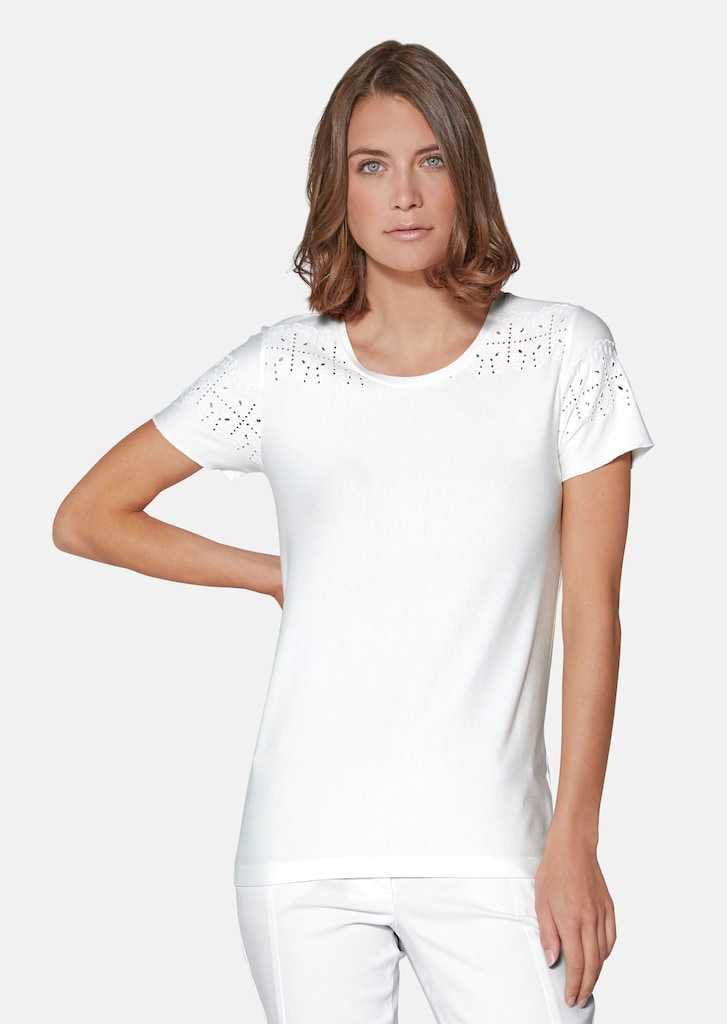 Shirt with eyelet embroidery