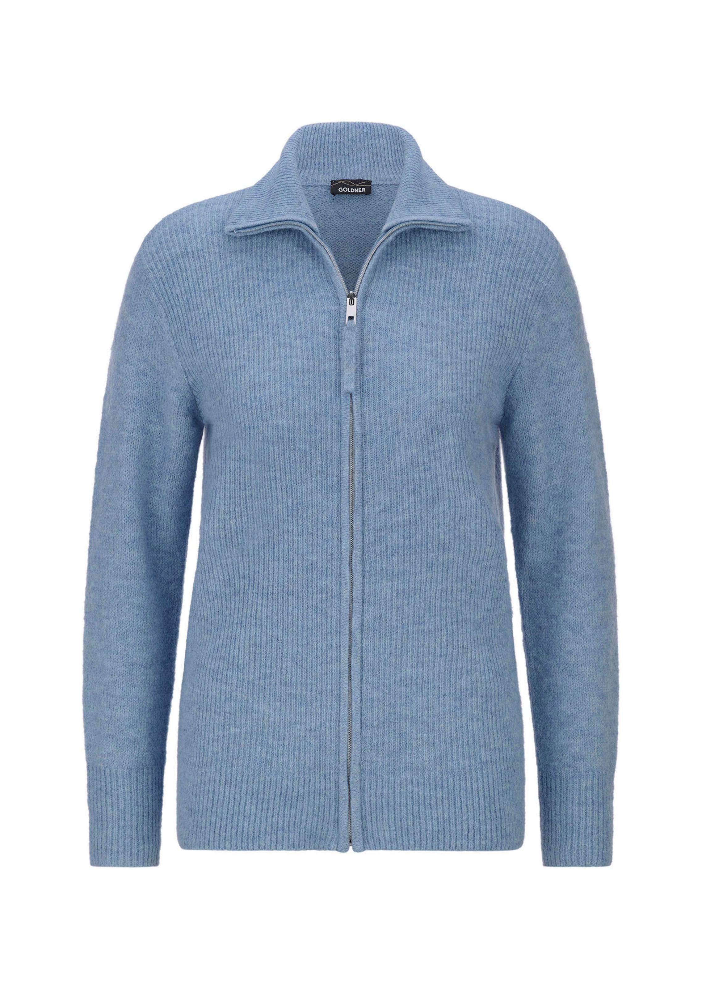 Geribd tricot jasje met ritssluiting