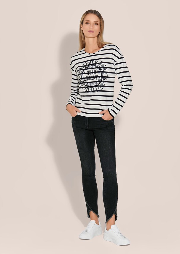 Striped sweatshirt with print motif 1