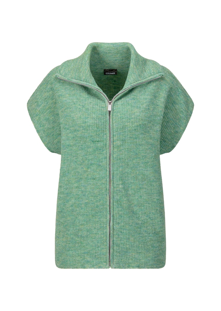 Gilet en tricot avec fermeture zippée.