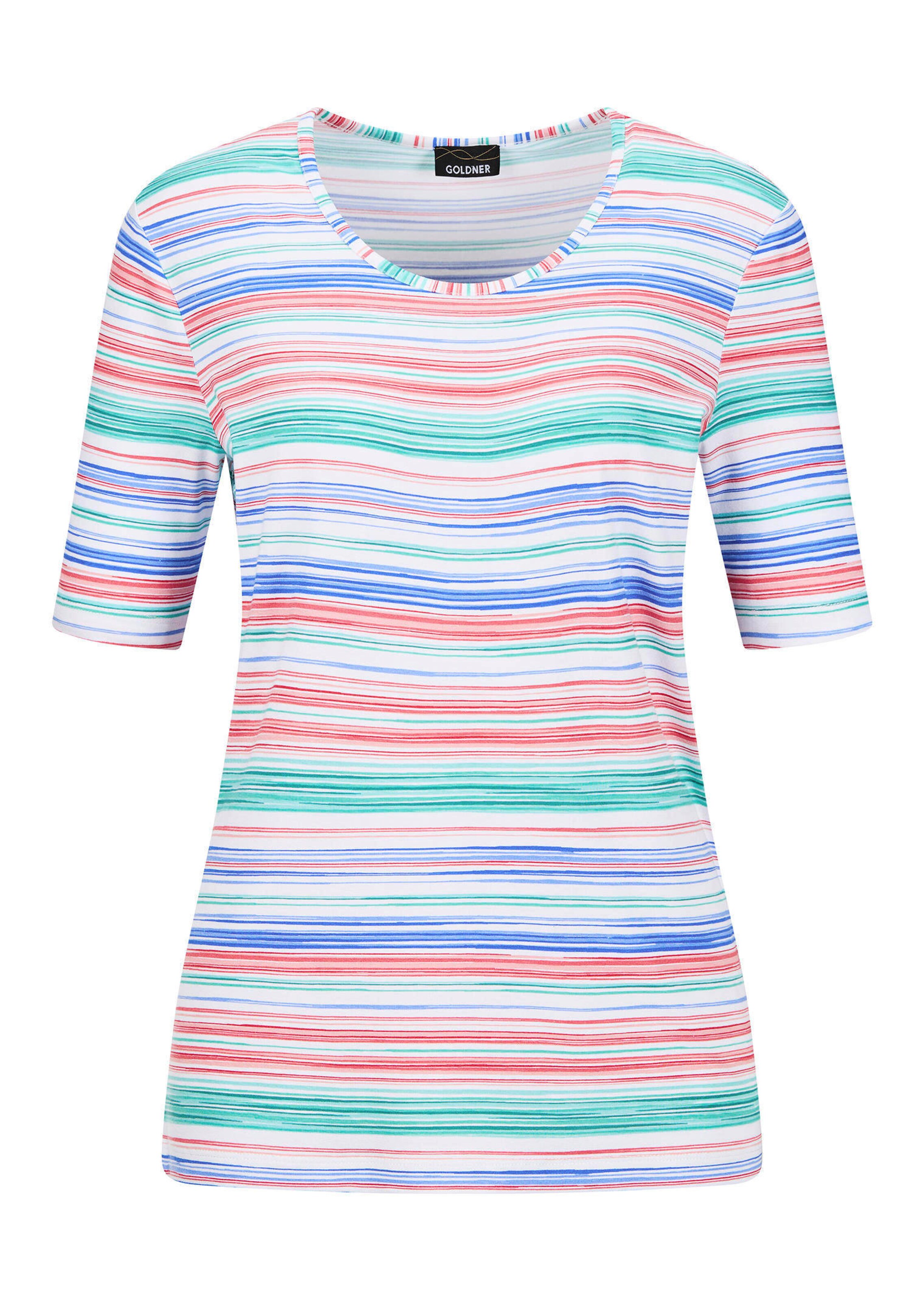 Jersey-Shirt mit bunten Streifen