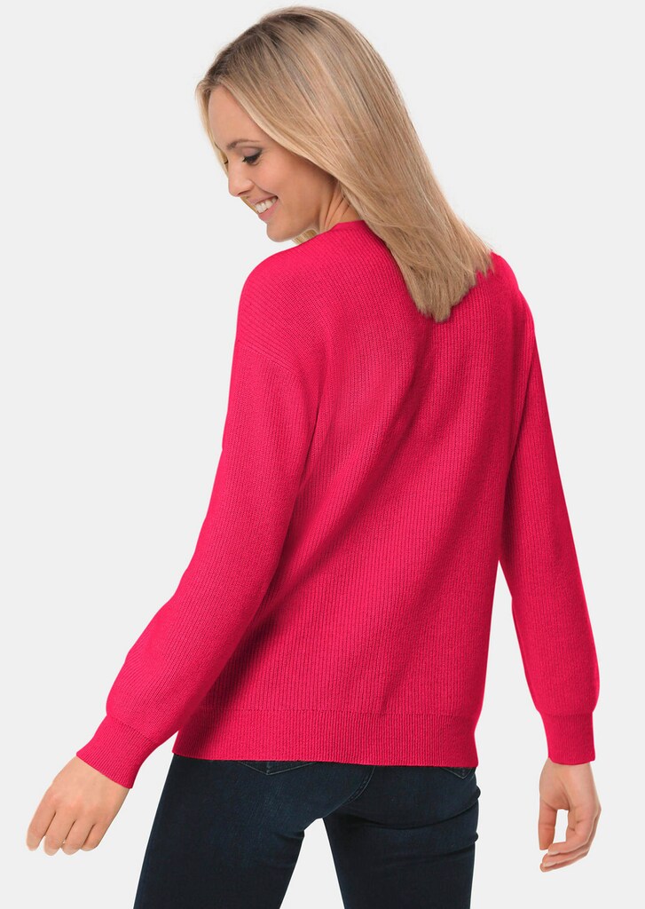 Kaschmirpullover in Patentstrick mit V-Ausschnitt