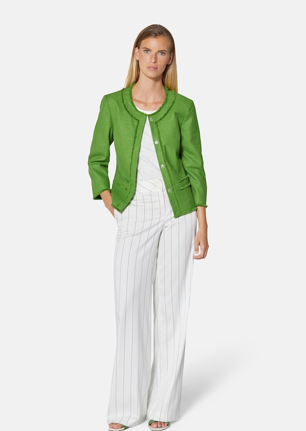 Short blazer with 3/4-length sleeves and fringed sections 1