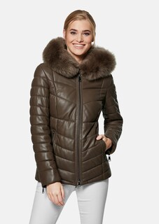 Leder-Steppjacke mit Lammfellbesatz thumbnail 1