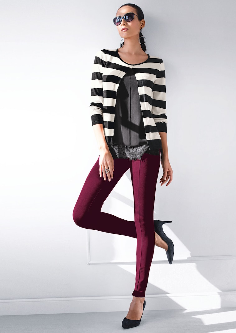 Schlanke Jerseyhose mit Biese