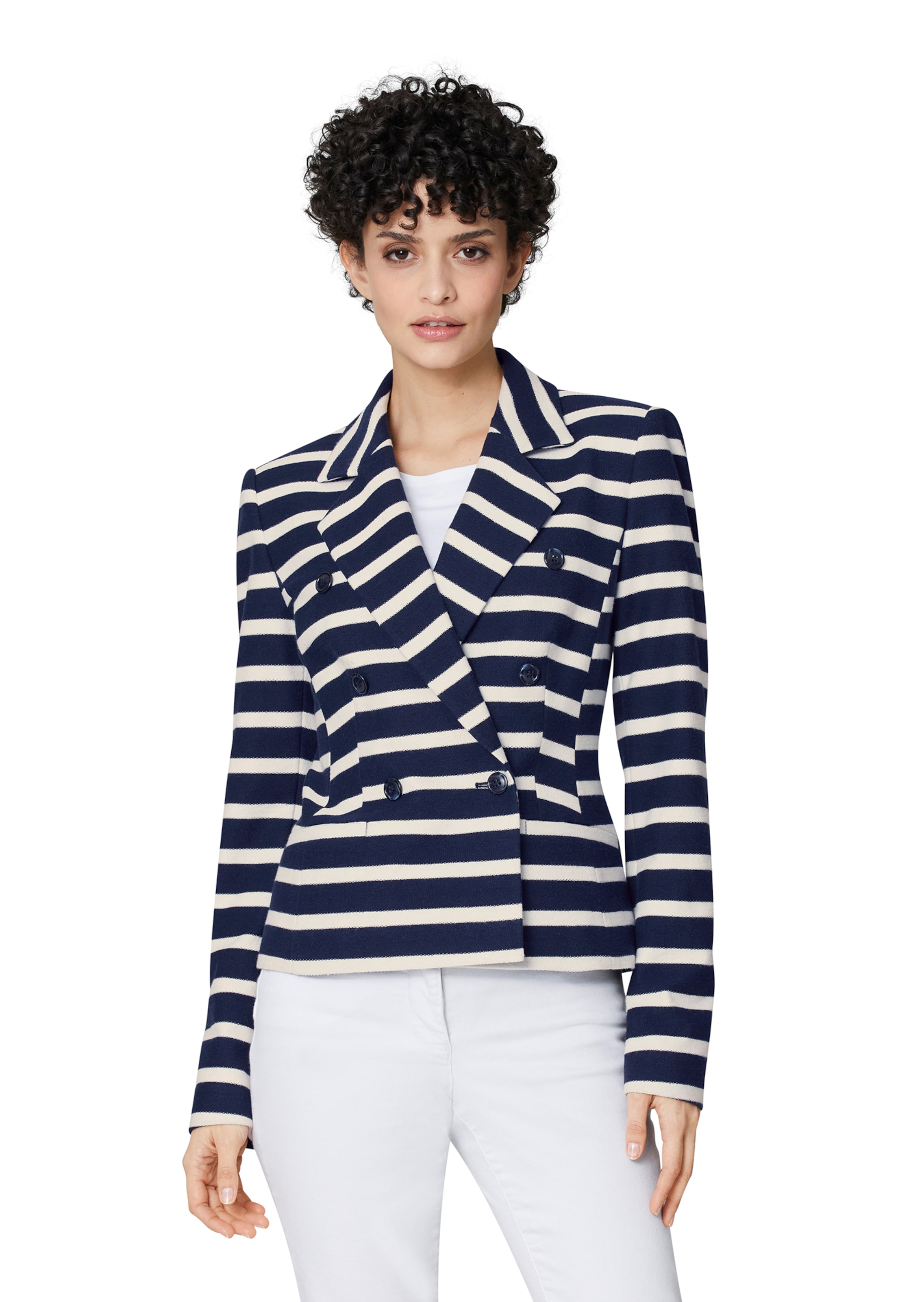 Streifen-Blazer aus komfortablem Struktur-Jersey