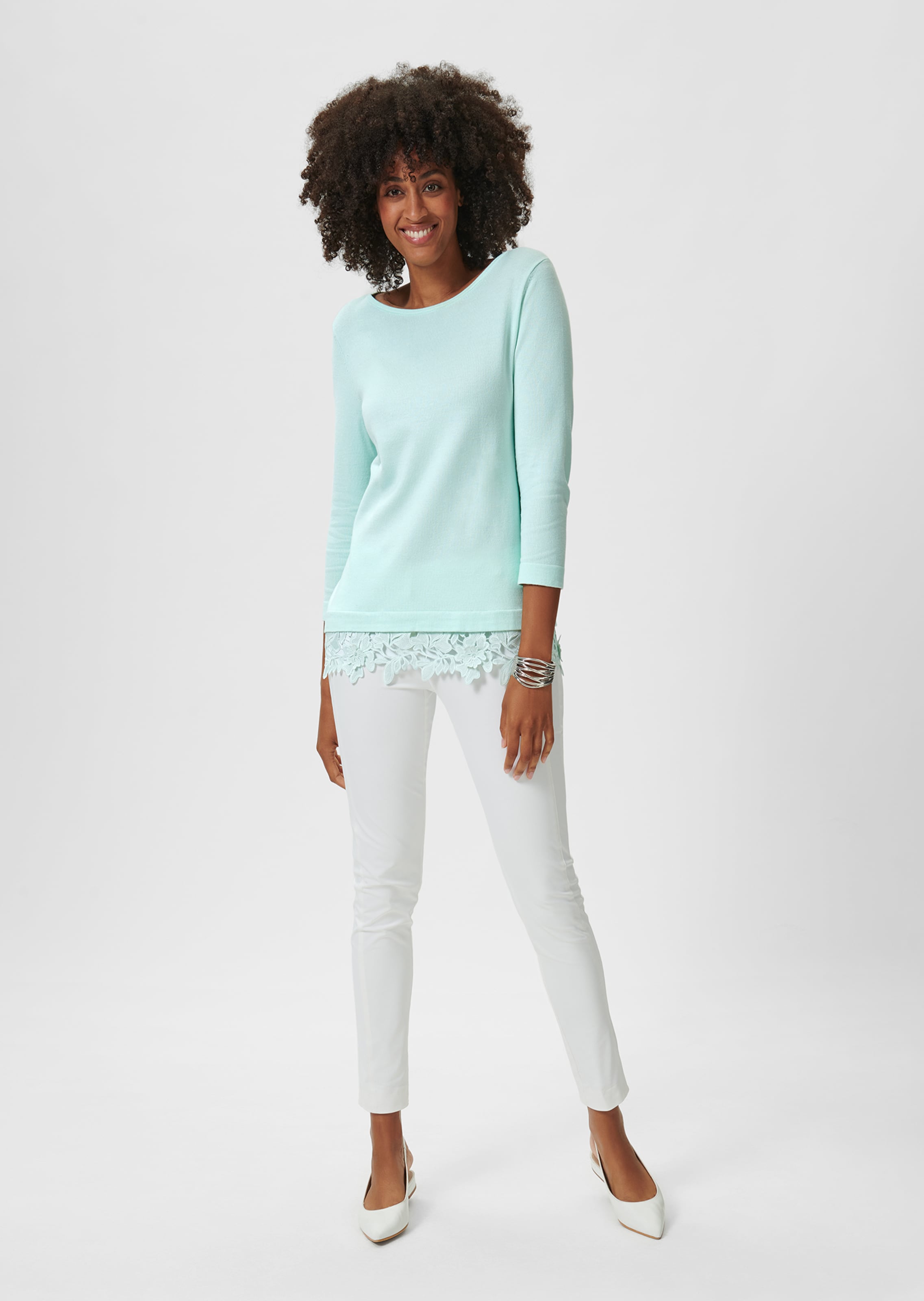 Sweater with lace hem discount